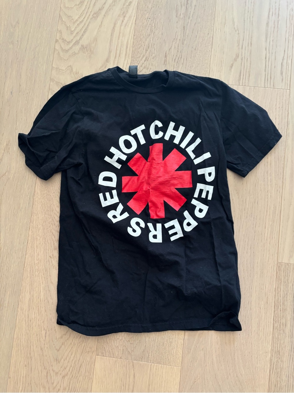 Red Hot Chili Peppers Black Band Tee with Red Asterisk Logo